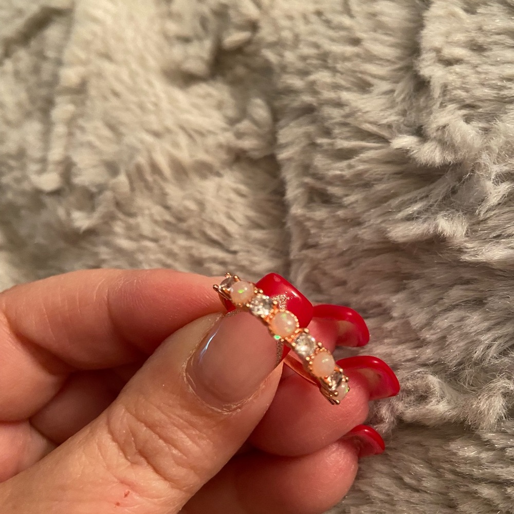 Opal and CZ Minimalist Ring Rose Gold plated